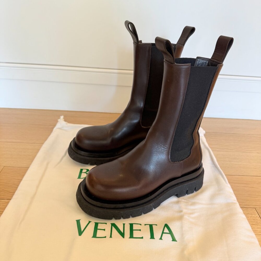 Bottega Veneta Brown Leather Lugged Sole size 35.5 - Picture 2 of 6